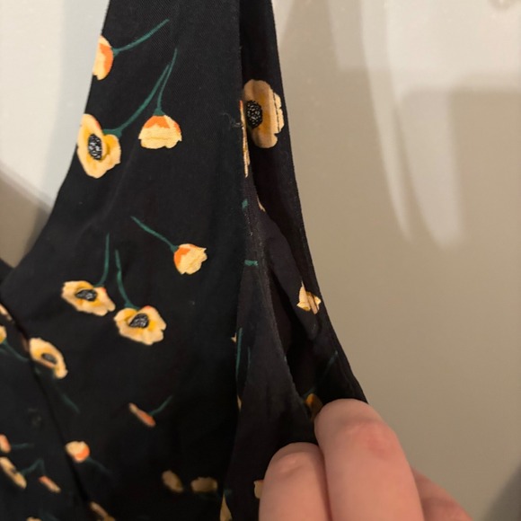 NWT Popsugar Black Sleeveless Button-Down Dress w/ Yellow Poppy Flowers (XS) - Picture 4 of 9